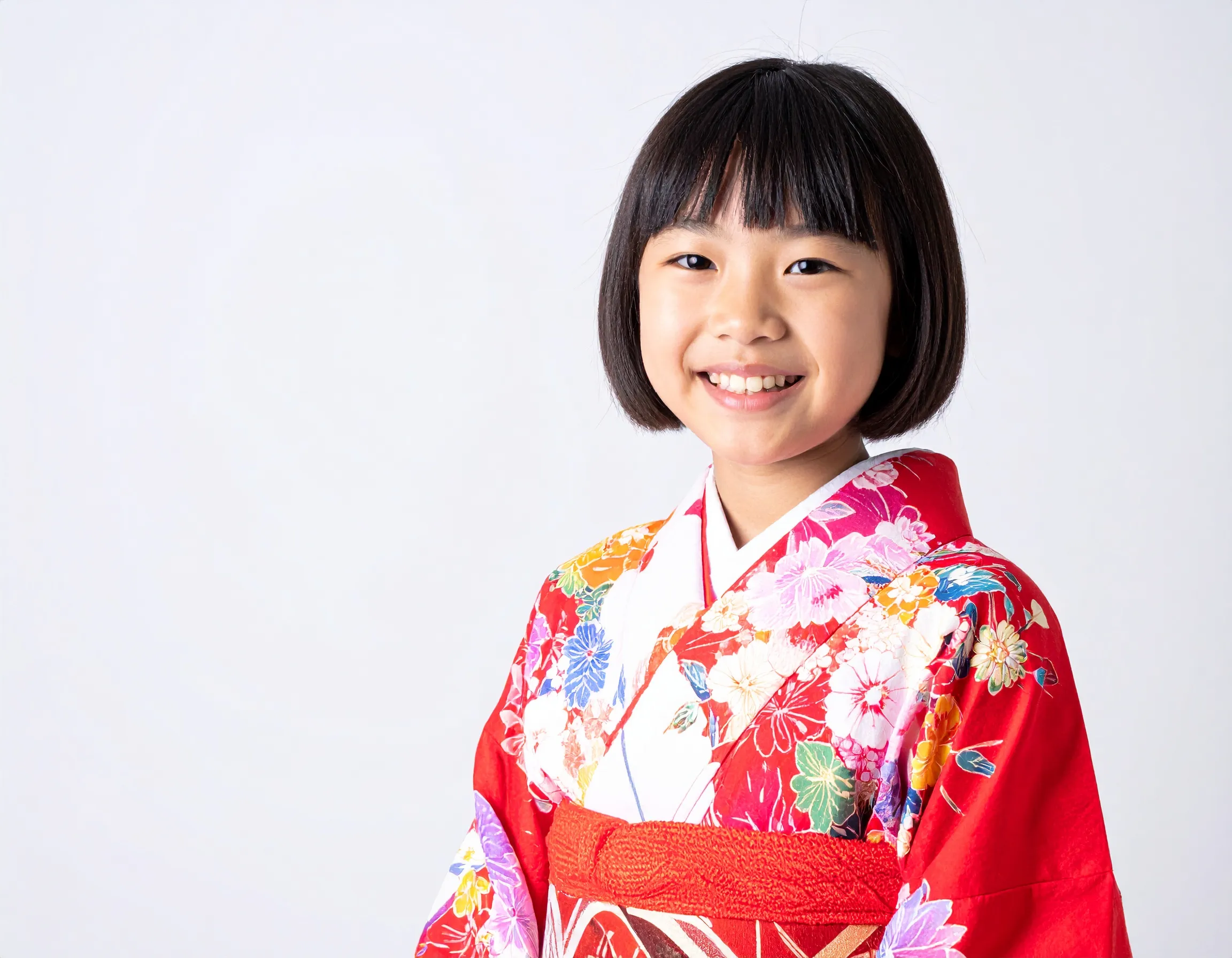 大阪の女の子の安いハーフ成人式(十歳の祝い)写真イメージ 着物姿