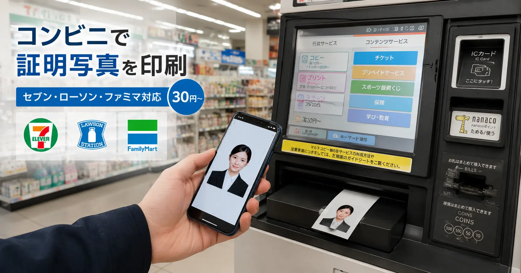 コンビニ証明写真の種類と仕組み｜セブン・ローソン・ファミマ印刷ガイド