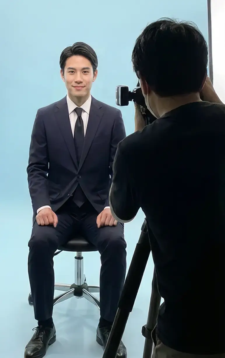 男性の証明写真も対応・スタジオアージュ