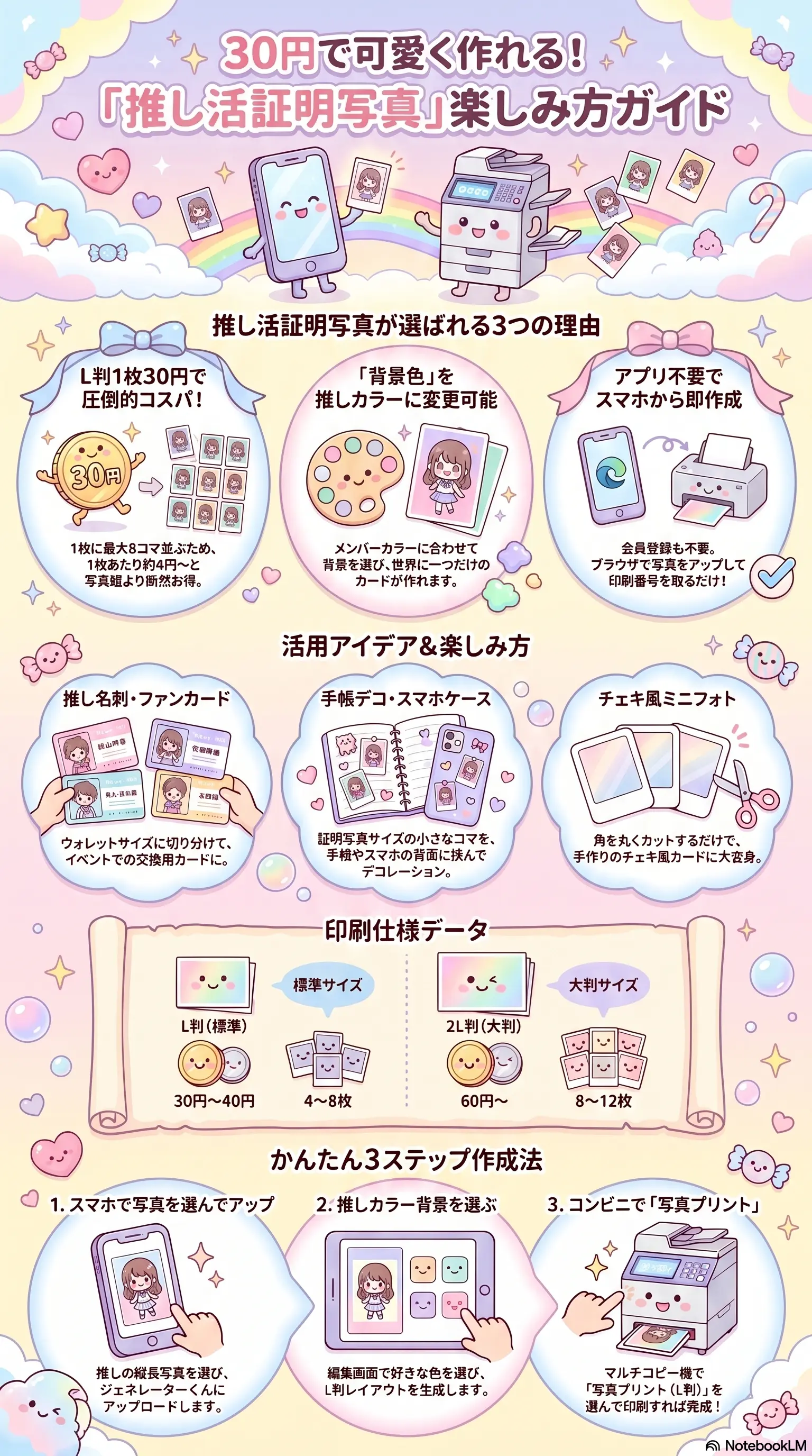 推し活コンビニ印刷ガイド：ジェネレーターくんの使い方インフォグラフィック