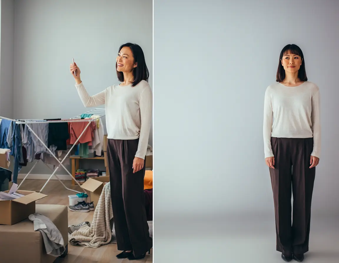 背景に生活感がある写真の例