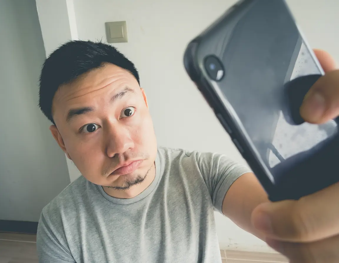 スマートフォンで撮った自撮り写真の例