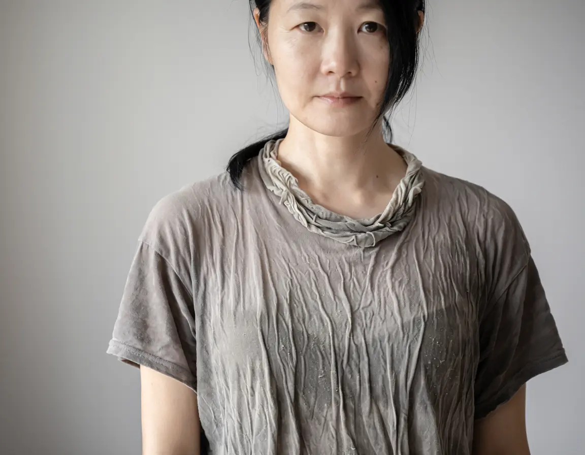 シワのある服装で清潔感のない写真の例