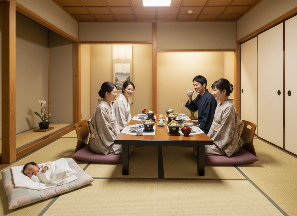 赤ちゃん連れでの会食・休憩では、以下のポイントをチェックしましょう。