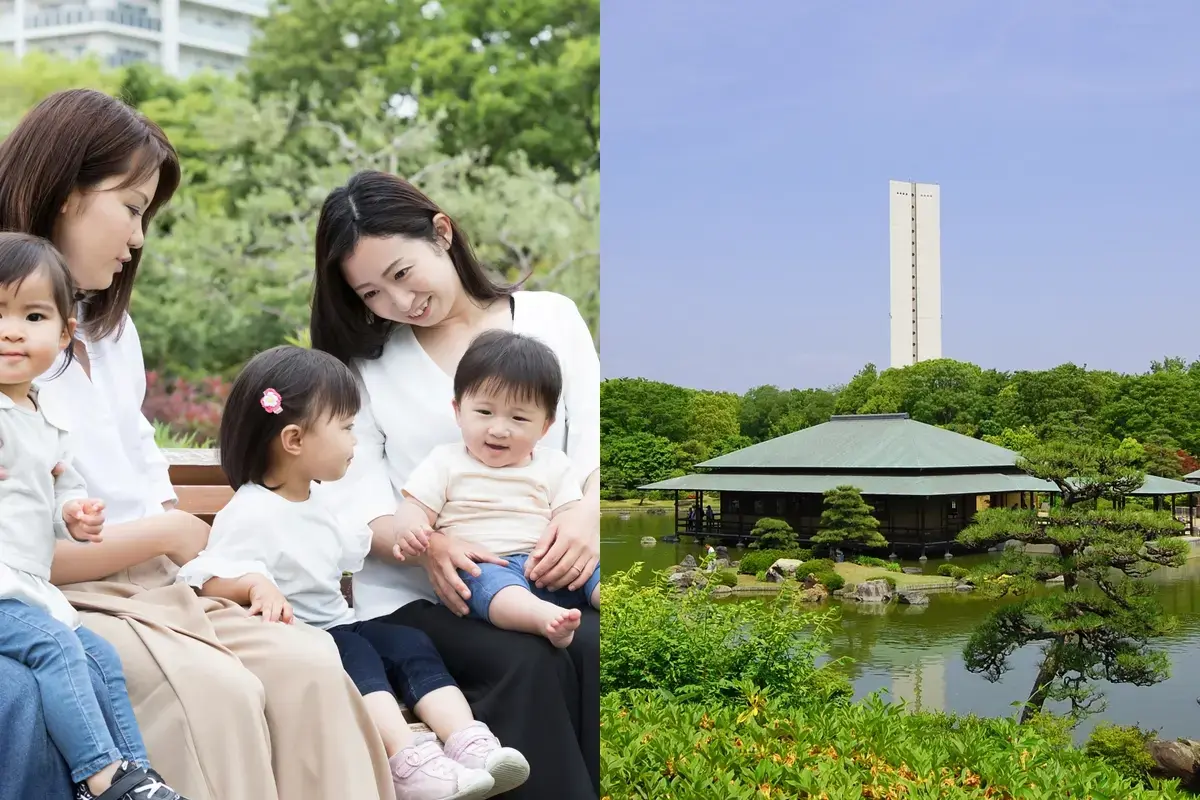 公園の景観を活かした撮影イメージ