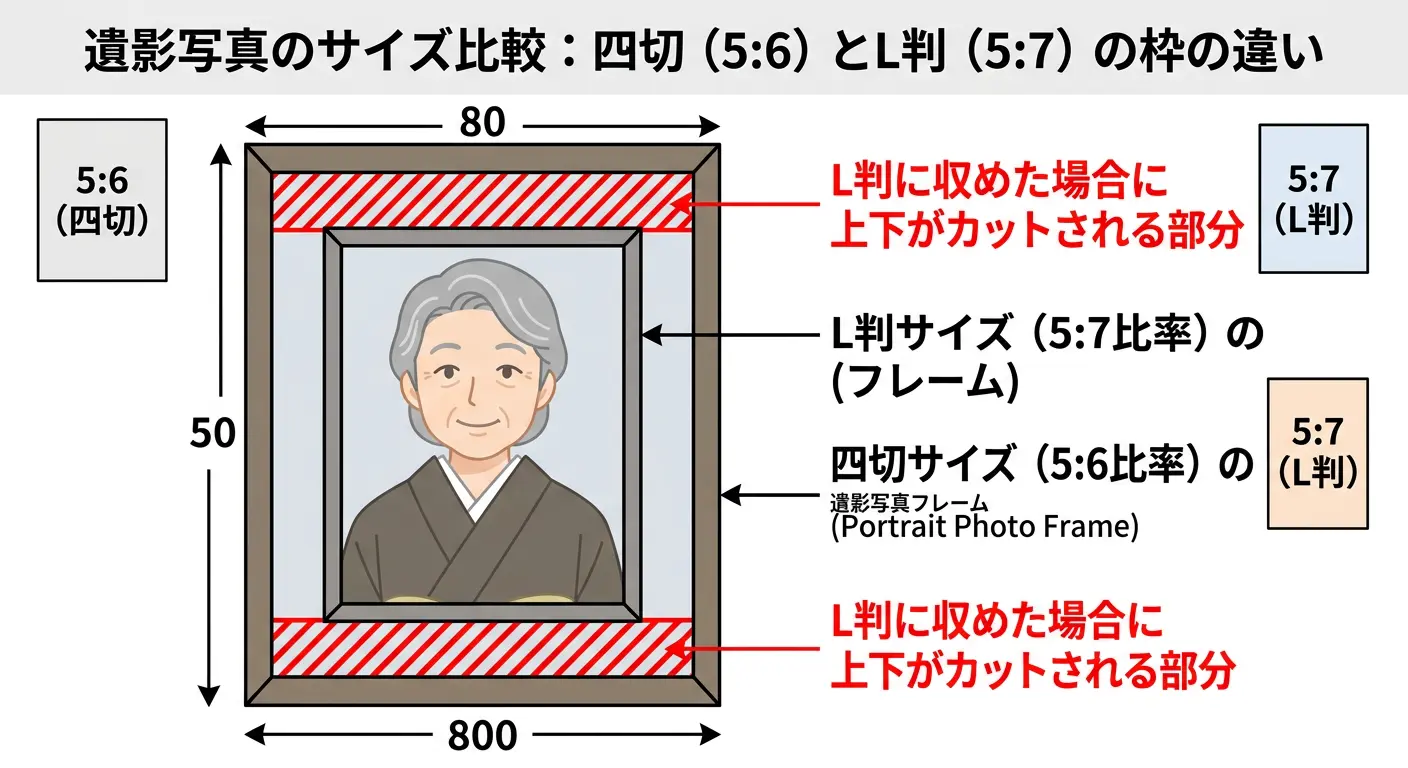 遺影写真のアスペクト比の違い