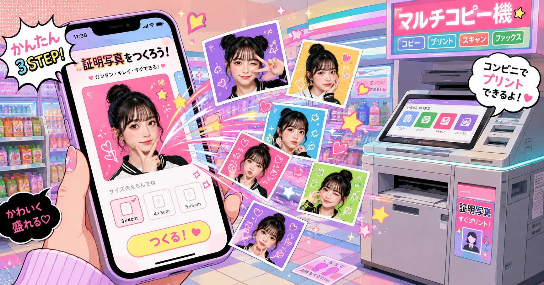 コンビニでめっちゃ安く証明写真に！