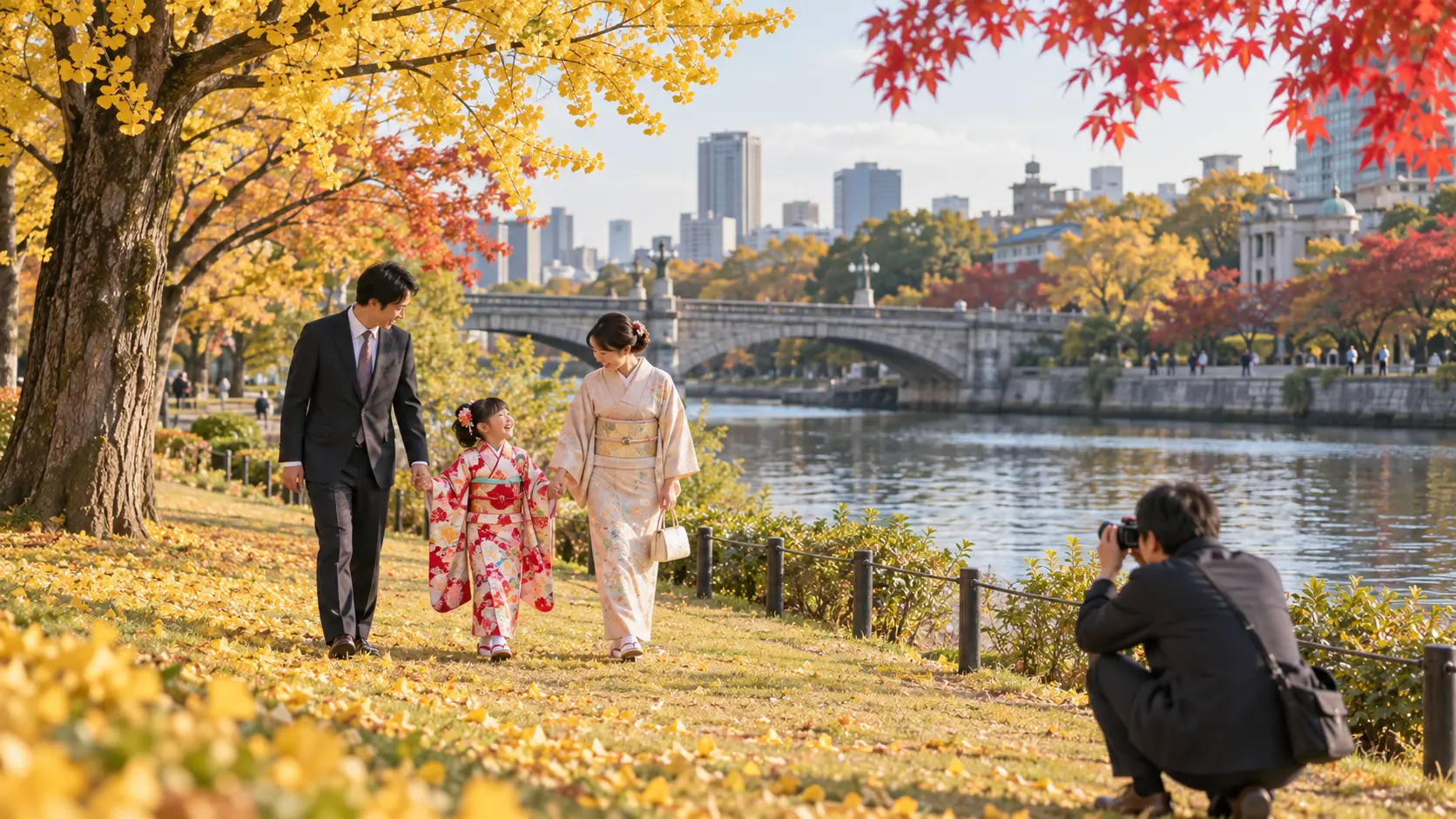 大阪天満宮の七五三撮影｜境内は写真室だけ。自然な表情は参詣道と公園で