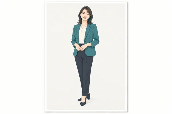頭から足先まで写す全身プロフィール写真のイラスト