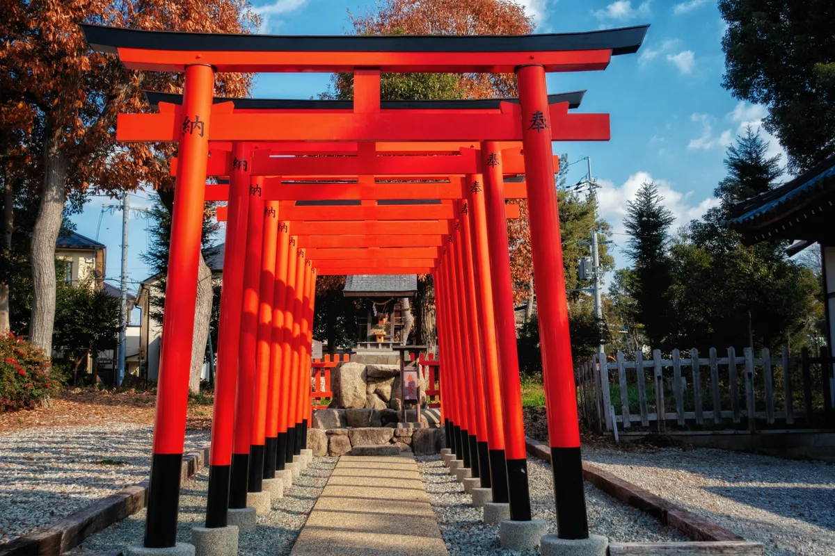 豊中稲荷神社の境内にある末社と鳥居